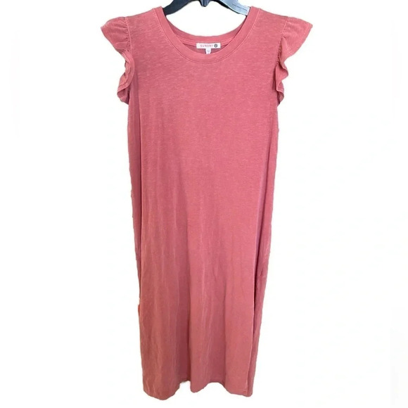 Sundry Ayana Ruffle Midi Dress With Slits Women’s Size 2 / Medium - Picture 5 of 9